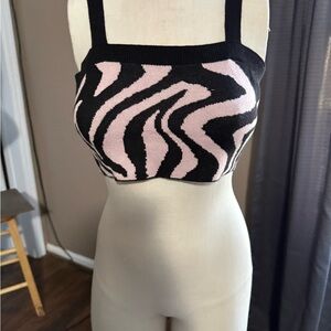 525 Pink and Black Zebra Print Crop Top